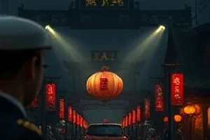 两面相对的镜子中重叠的人影与走廊